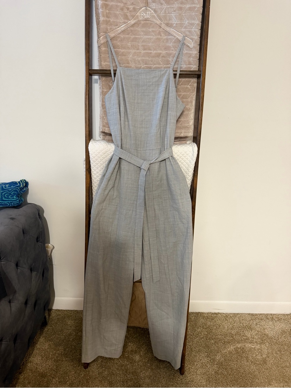 Tommy Bahama Light Gray Sleeveless Wide-Leg Jumpsuit with Belt